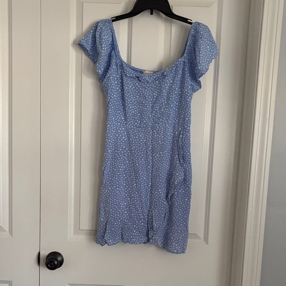 Altar'd State Light Blue Polka Dot Mini Dress